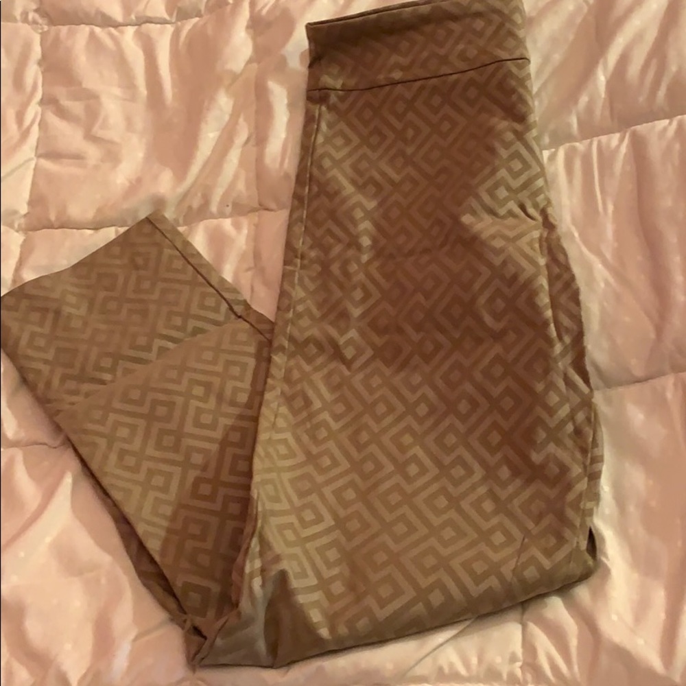 Triangle geometric taupe pull on pant krazy Larry